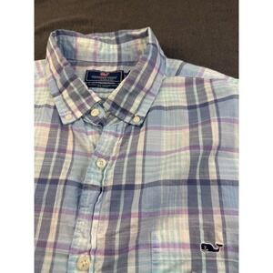 Vineyard Vines XXL Classic Fit Tucker Shirt Mens Plaid Blue Purple Button Down